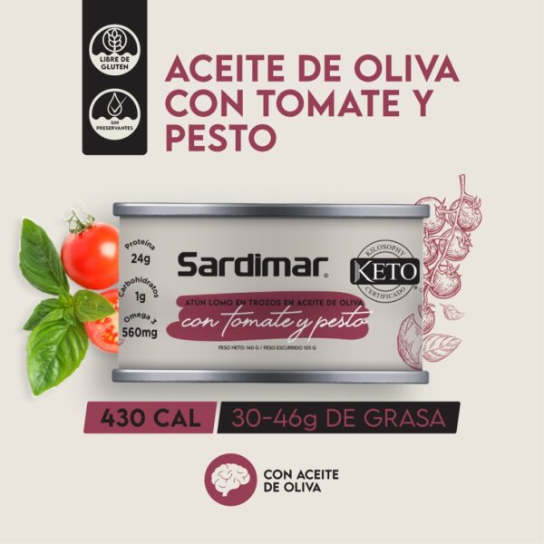 Atún Trozos en Aceite de Oliva con Tomate & Pesto 140 - Image 4