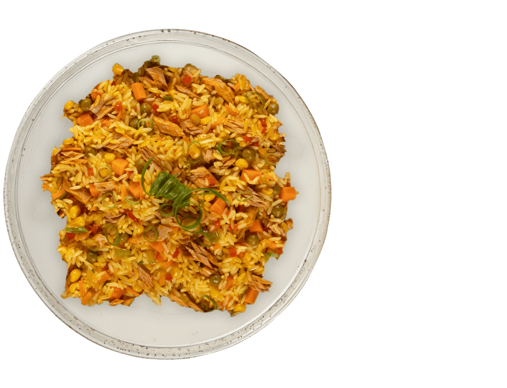 Arroz salteado con atún